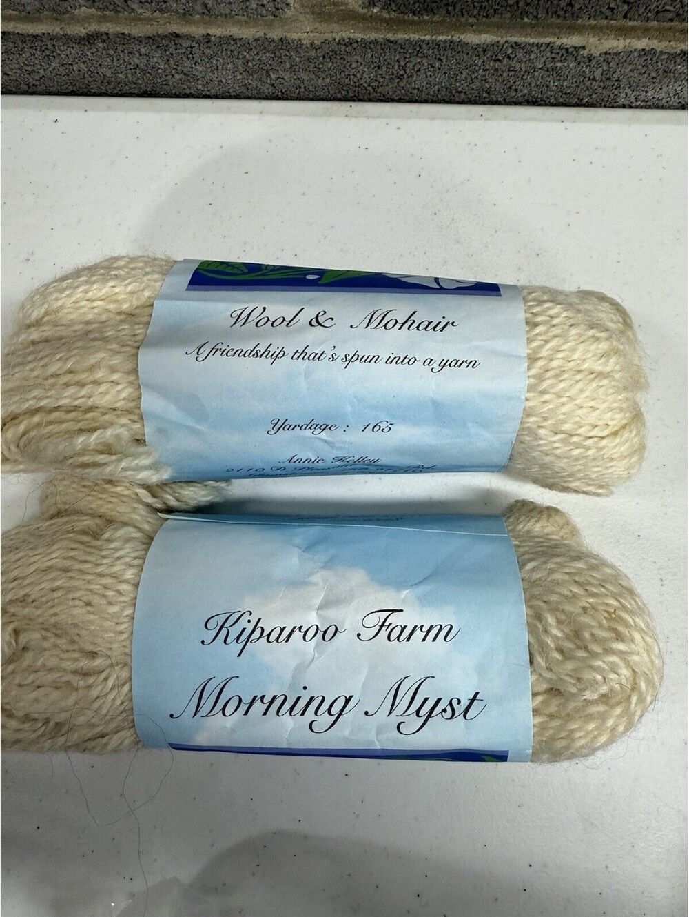 Kiparoo Farm - Morning Myst- Wool/Mohair Yarn Ivory 2 Skein Lot